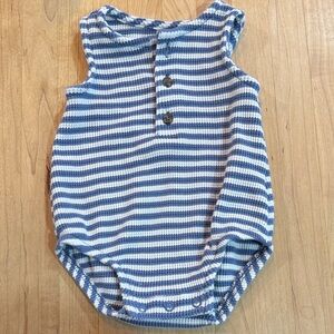 Carter's Blue and White Striped Bubble Romper